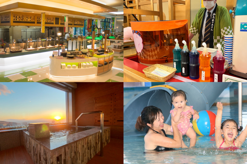 知床第一ホテルでは、お子様が楽しめるアクティビティを多数ご用意しています。  知床で唯一のお子様向けプールや温泉 スイーツバイキング ゲームコーナー 家族で何度も楽しめる部屋風呂 天ぷらやお寿司など美食が楽しめるライブキッチン